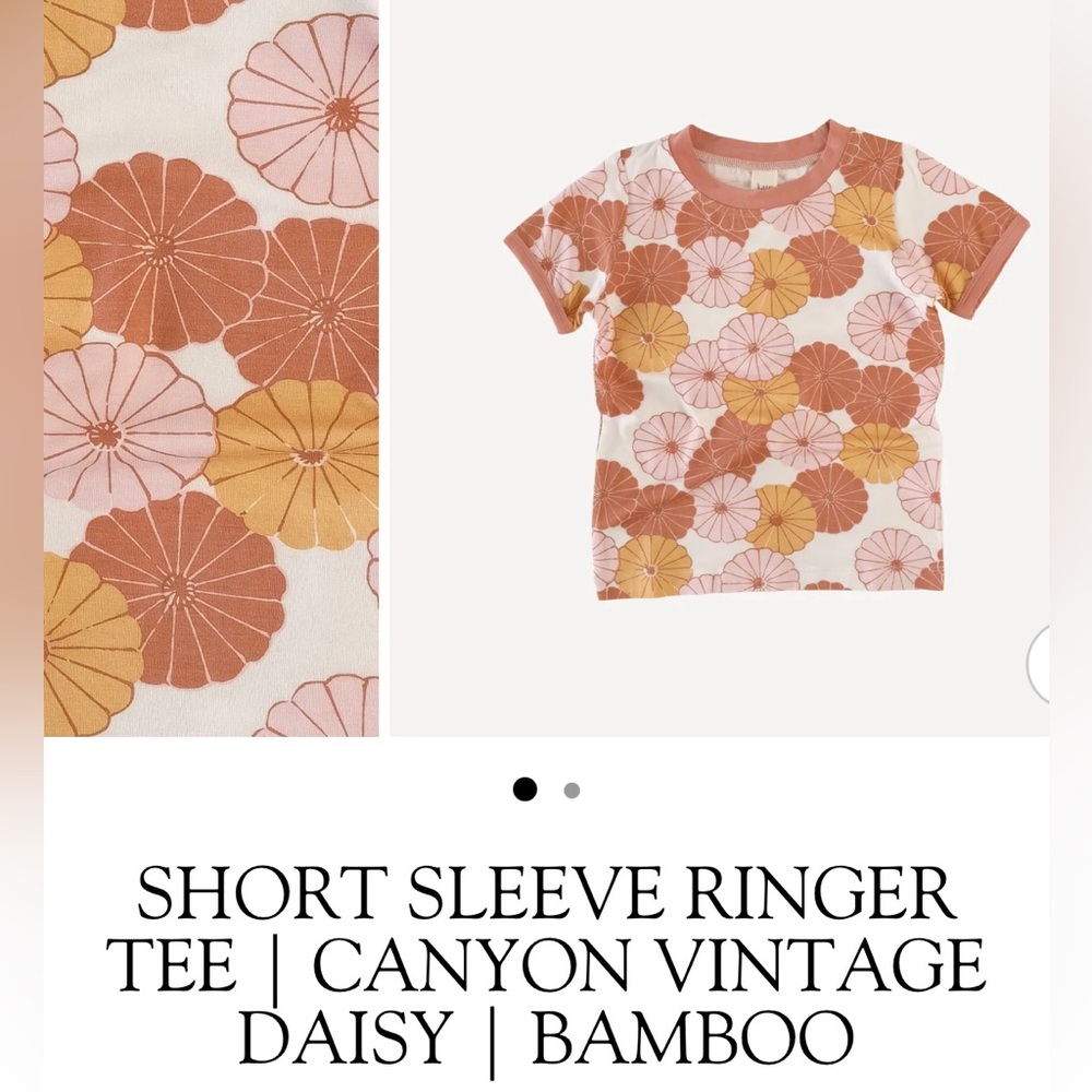 Orange pink canyon vintage Daisy modal retro flower bamboo tee shirt nwt